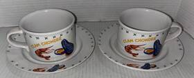 Mz846 Studio Nova Mikasa Clam Chowder Soup Bowls/ Mugs And Saucers Set Of 2 Kitsch 90s