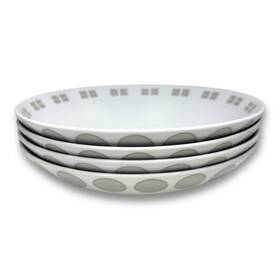 Y0740 Studio Nova Truck Columbus Circle Taupe 8 Inch Cereal Bowls Set 4