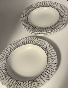 Y2450 Studio Nova Bridges Soup Bowls Set Of 4 Rimmed 9 Inch Fine China Truck