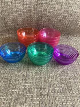 Sum-5229 Summer Days Sum-5229/ob 10 Plastic Bowls Snack Cereal Popcorn Salad Party Picnic Bbq Coloured Round Rib