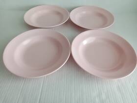 Superware P103-9 Melamine Pink Bowls 9 Inch Rimmed Model Vintage Set Of 4