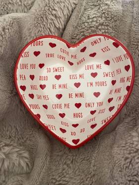 2819035 Sur La Table 5.75 Inch Conversation Candy Dish Ceramic Red White