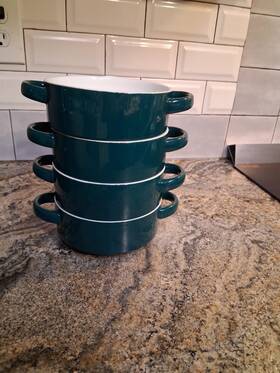 Sweejar 769638449734 Ceramic Soup Bowls Green Double Handles 20 Oz Stacked Eco Friendly