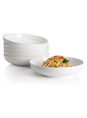 Sweese 600748698271 Pasta Bowls 22 Ounce Salad White Serving Set Of 6 7.6 Inch