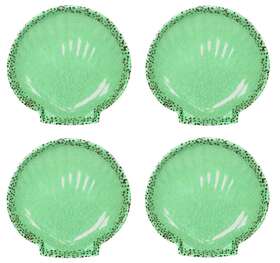 205863 Tag Seashell Shaped 5.5 Inch Melamine Tidbit Snack Green Dishes Set Of 4