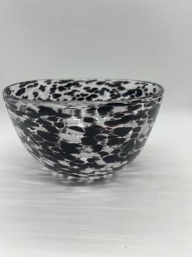 G10006 Tag Black Confetti Bowl Glass White Art Small Candy Decor