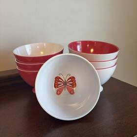 Target 053025410842 Set Of 7 Summerville Melamine Fushia Pink Pedestal Bowls W Butterflies