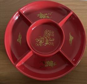 Target 191908766157 Stoneware Lunar New Year Sectioned Serving Bowl Red/gold 11 Inch Diameter