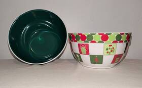 Target 492000810510 Pair 2 Large Melamine Holiday Christmas Snack Bowls - Modern Trad Design Guc