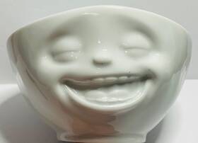 A17-25 Tassen Fiftyeight Products 58 Product Out Of Control 16oz Bowl Smiling Face Laughing Vintage Germany