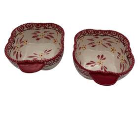 Kfi-xng-968312 Temp-tations By Tara Old World Cranberry Red 16oz Ceramic Ramekin Bowls Set Of 2