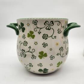 Ppp-xhd-ea000687 Temp-tations By Tara Shamrock Large Clover Ceramic Stoneware Crock Bowl Handles