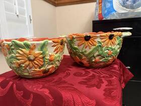 Temp-tations Kfi-xng-790990 Temp-tations By Tara Figural Floral Sunflower Bowls Set Of 2 1.5 Quart And 2.5 Qt