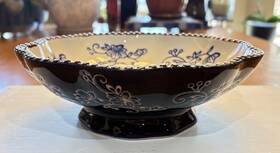 Kfi-xng-973299 Temp-tations Temptations Scalloped Floral Lace Footed Blue 8 Oz Bowl