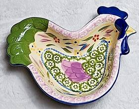 Ppp-hf-714155 Temp-tations Old World Confetti 1.0 Quart Chicken Hen Rooster-shaped Bowl Dish