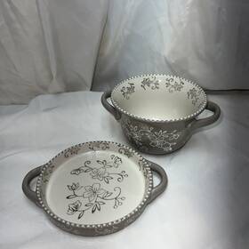 Pt5-426961 Temp-tations Old World 20oz. Soup Set With Lid-it Taupe Floral Lace