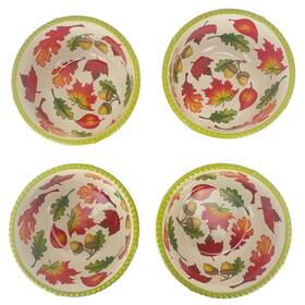 Temptations 295104 By Tara Fall Leaves Cereal Dessert Bowls Set Of 4 18 Oz Ceramic