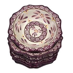 843204 Temptations Old World Soup Salad Cereal Bowls Eggplant Purple 7.5 Inch Set Of 6