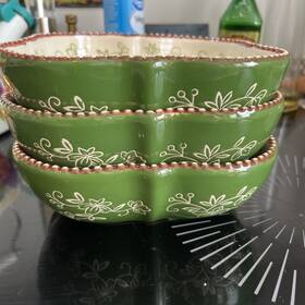 Temptations Bt5-355480 By Tara Green Floral Lace Set Of 3. 7.5 Inch Bowls