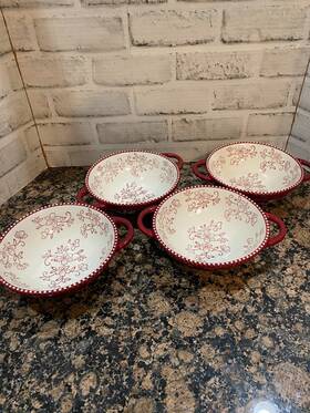 K53924 Temptations Temp-tations Floral Lace Cranberry Wok Bowls