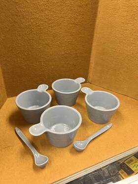 K54510 Temptations Temp-tations Woodland Set Of 4 Petite Serving Bowls With 2 Spoons In Gray
