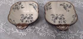Kfi-xng-968323 Temptations 2 By Tara Floral Lace Bowls With Tab Handle Black 5 1/8 Inch D 16 Oz