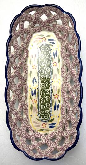 Ppp-jn-768965 Temptations Temp-tations Ovenware Old World Confetti Lattice Design Bread Basket 14.5 Inch