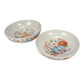 Temptations Ppp-ld-237528 Thanks And Giving Stoneware Serving Bowls 3 Quart 4 Set Of 2 Pumpkin