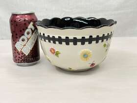 Ppp-sq-846863 Temptations Temp-tations By Tara Black Gingham Garden 1 Quart Serving - Mixing Bowl Retired