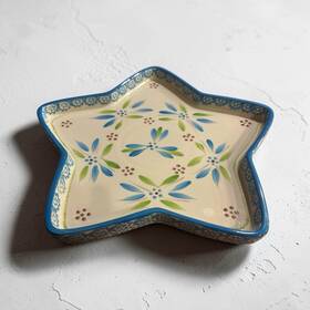 Ppp-sq-848477 Temptations Temp-tations Old World Blue Star Platter Ceramic Baker Or Serving Plate