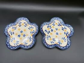 Ppp-sq-921149 Temptations 2 By Tara Old World Blue Luncheon Dessert Plates Flower Shape