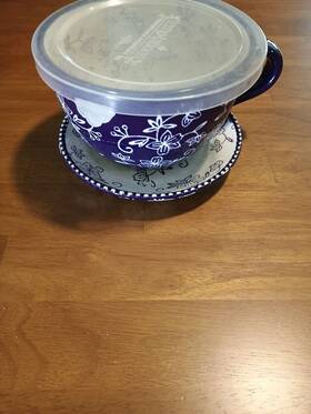 Ppp-sq-932311 Temptations By Tara Soup Bowl Saucer Lid Blue Floral Lace