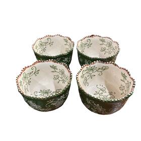 Temptations Ppp-sq-96-00-59 Green Floral Lace 8oz Set Of 4 Bowls