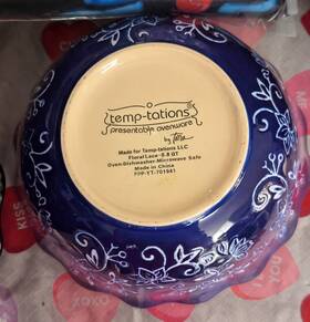 Ppp-yt-701941 Temptations Floral Lace-blue Ceramic Soup/cereal Bowl Blue/white