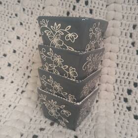 Qf-161727 Temptations Temp-tations By Tara Gray Floral Lace 4 Oz Ramekins Square Sauce Farmhouse Set