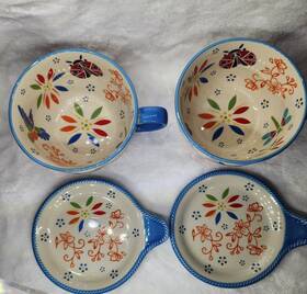 Temptations Qf-tt001357 By Tara Set Of 2 Nesting Bowls Garden Pattern Ladybug