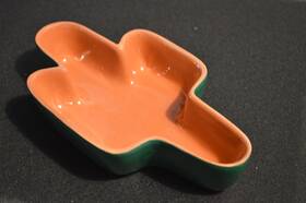 1059-578 Terra Cotta Cactus Shaped Salsa Bowl By Giftco South Western Open Box