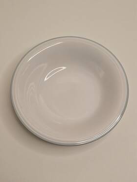 Thailand Jf050 Set Of 3 White Soup Bowls With Light Blue Rim From The 1990s