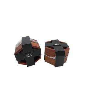 100142097 The Cellar Hexagon Stackable Bowls 4 Decorative Acacia Wood Set Of