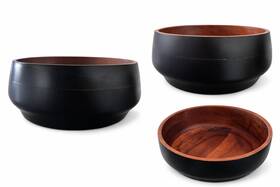 10018908300 The Cellar Wood Salad Bowl Black/brown With Damage
