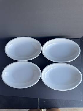 493166 The Cellar 4 Pc Oval Bowls White Porcelain