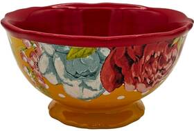 2823dvd The Pioneer Woman 8 Pcs Stoneware Red/yellow Blossom Jubilee 6.2 Inch Footed Cereal Bowl