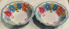 Cerp2-534 The Pioneer Woman Cereal Bowl-melamine Breezy Blossoms-low Rim Set Of 2