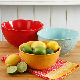118547.03r The Pioneer Woman Floral Bursts Serving Bowl Set Of 3 Free Shipping