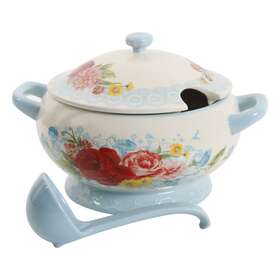 Pwd096881814645 The Pioneer Woman Sweet Rose Turquoise 3.17-quart Soup Tureen With Ladle