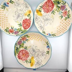 The Pioneer Woman Pwf096881814017 3 Blooming Bouquet Pasta Bowl 7.5 In Stoneware Floral Multicolor