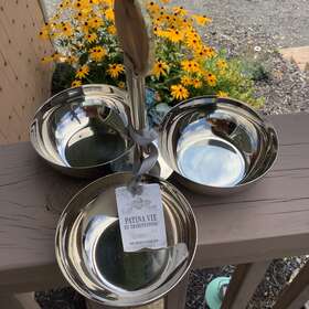 Thirstystone 795785450804 Patina Vie 3 Section Dip Bowl Stainless Steel With Agate Handle Nwt