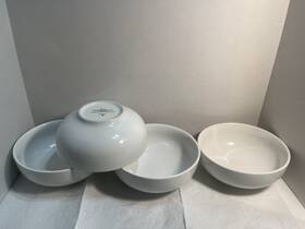 3432 Threshold 4- Porcelain 6 1/2 Inch White Bowls Made In Indonesia