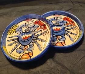 Tika 702170838253 Blue Crab Seafood Bowl Candy Dish Tray 5.5 Inch Round Louisiana Cajun Set Of 2