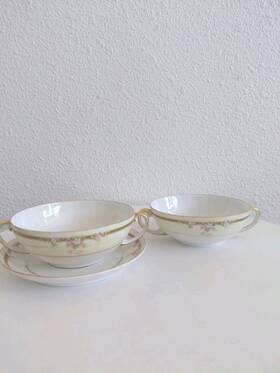 Tirshenreuth 8101 Set Of 3 Madison By 2 Flat Cream Soup Bowls One Saucer Bavaria